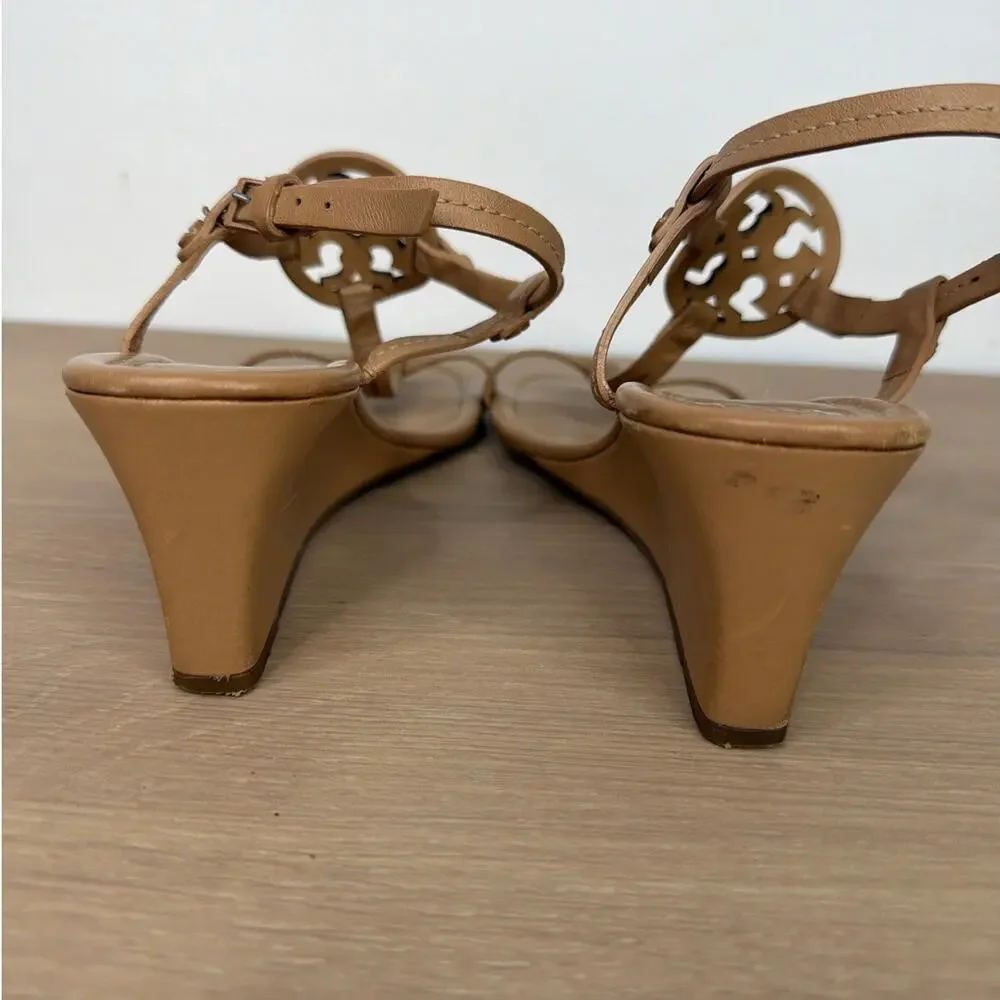 Tory Burch Miller Wedge Sandal Tan/Beige 7.5